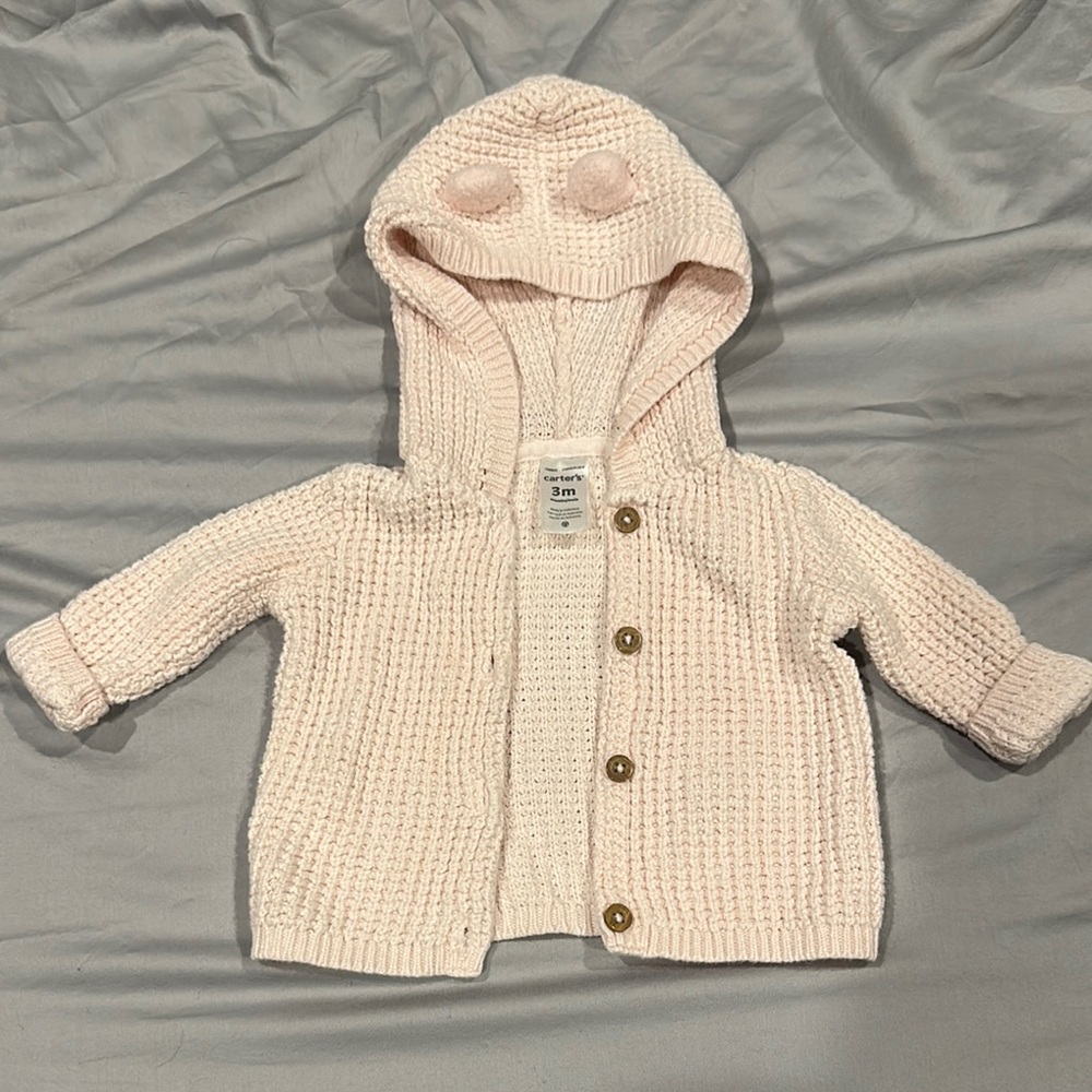 Carter's Soft Pink Baby Cardigan with Hood